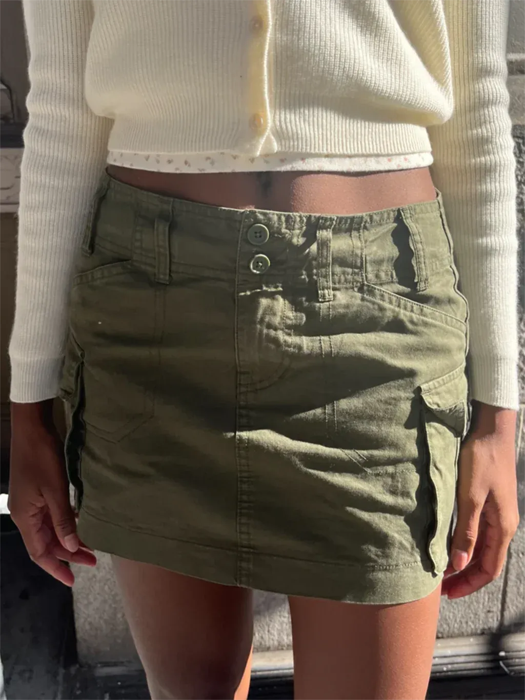 American Vintage Cargo Skirts Women Streetwear Casual High Waist Pockets Cotton Mini Skirt Casual Chic Y2k Short Faldas Summer