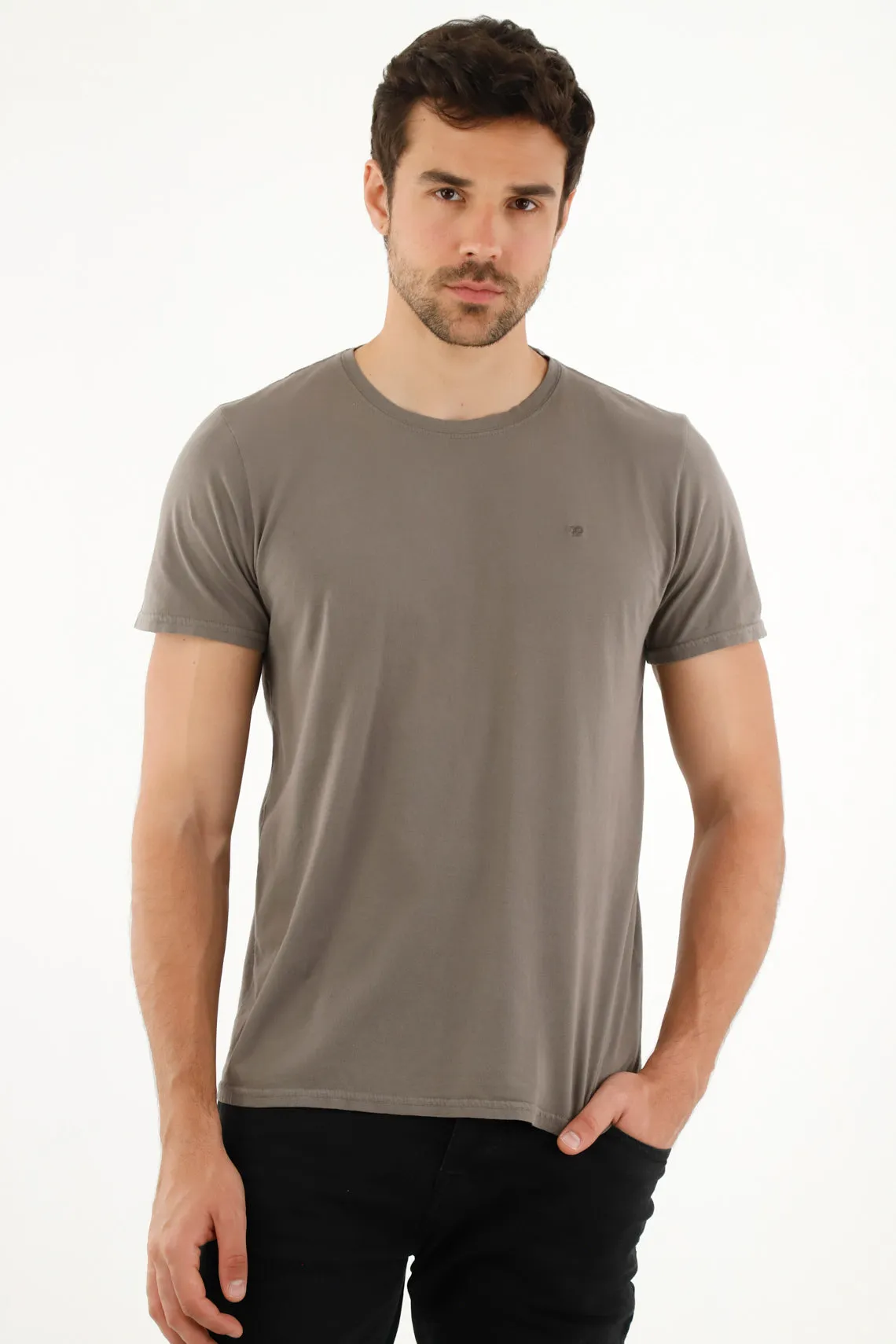 Camiseta cuello redondo gris para hombre