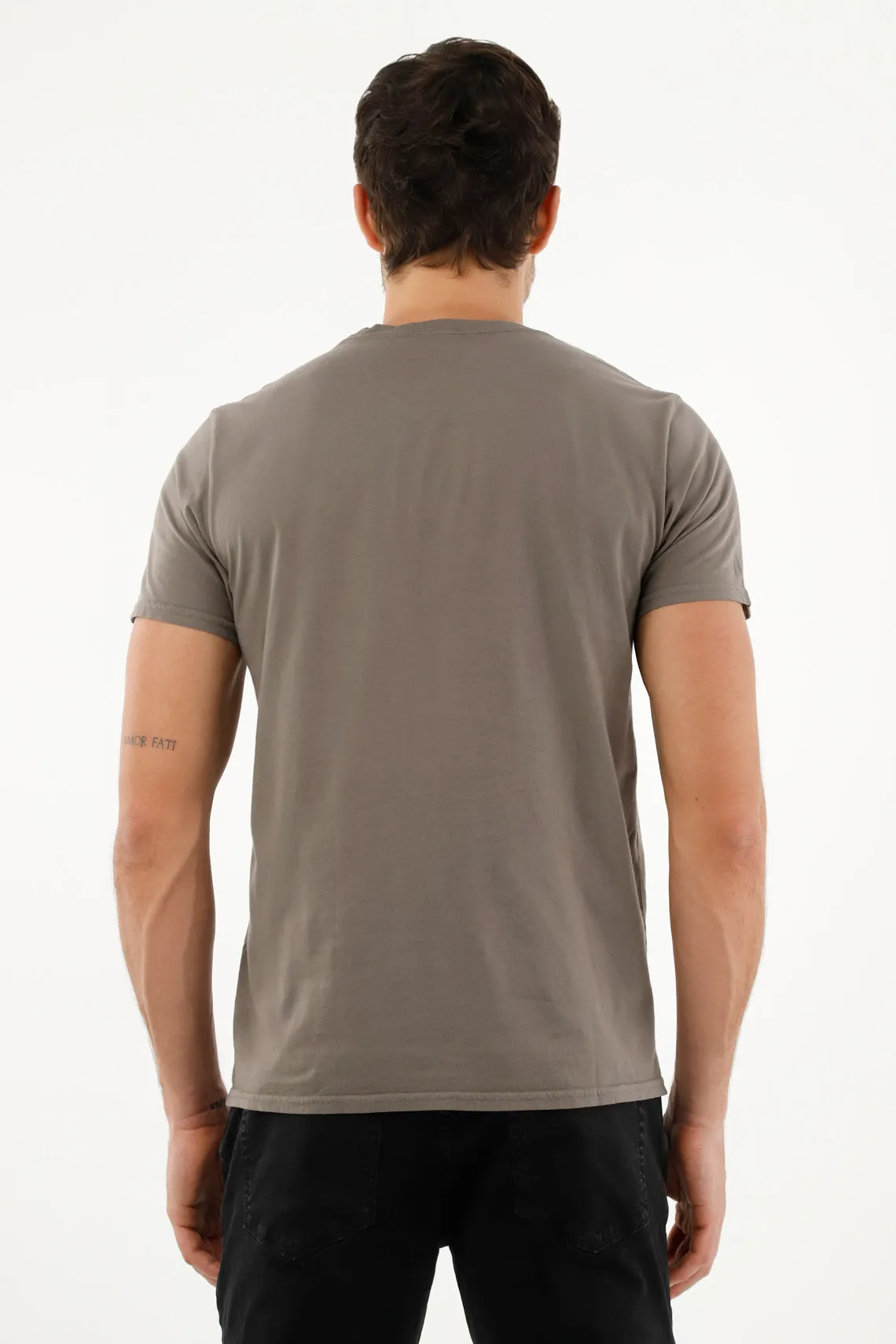 Camiseta cuello redondo gris para hombre