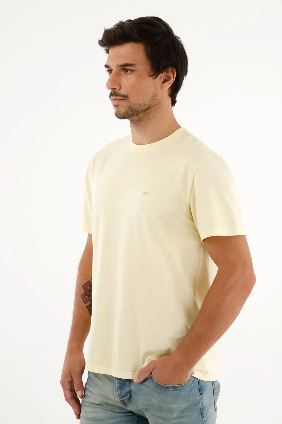 Camiseta manga corta amarilla para hombre