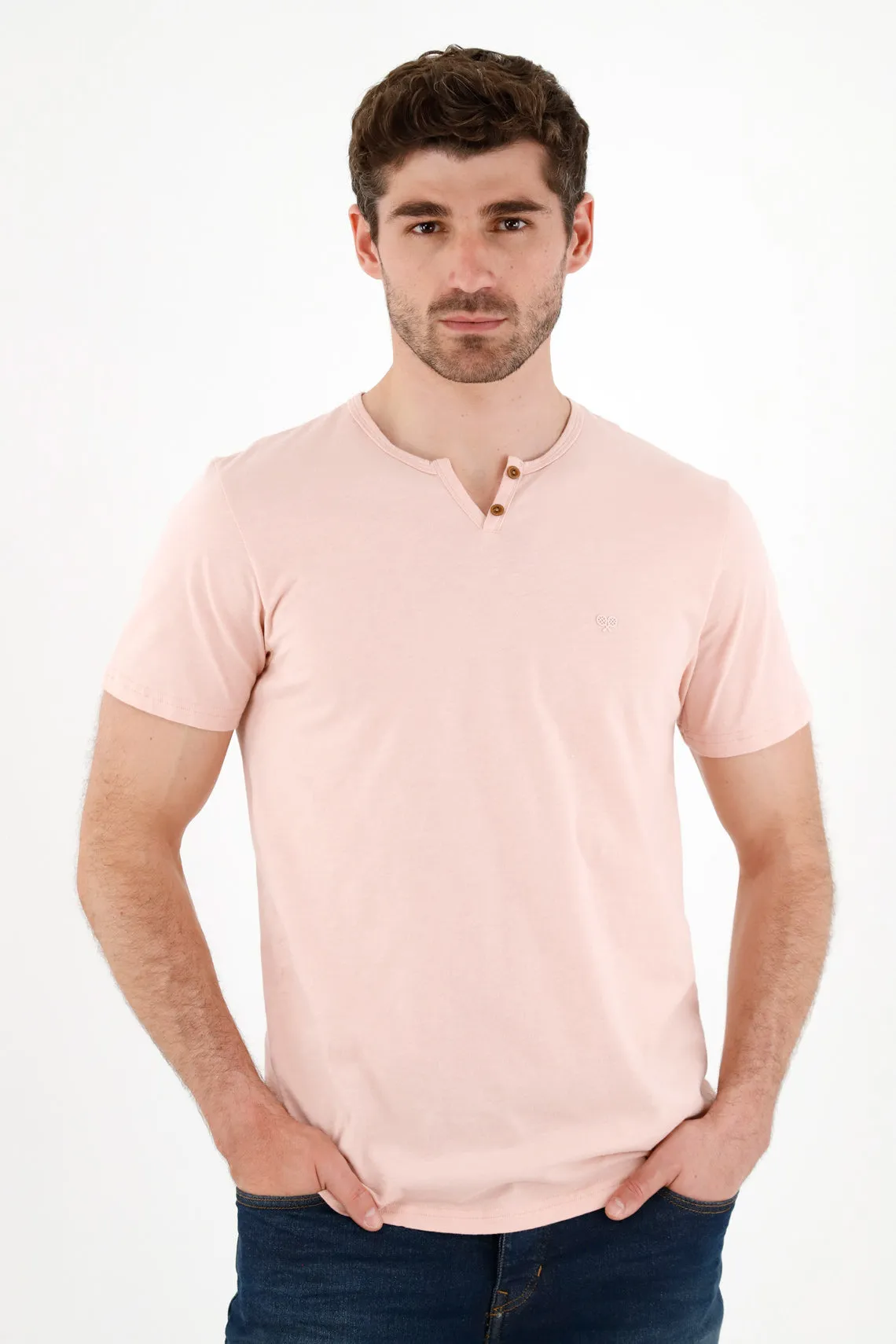 Camiseta rosado manga corta para hombre