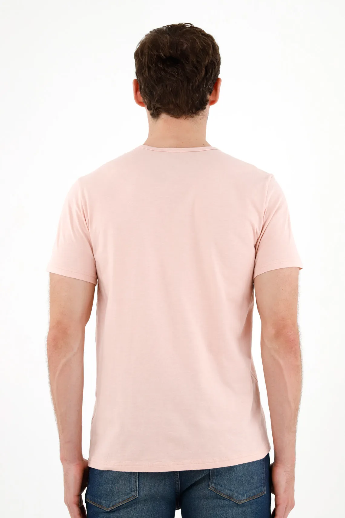 Camiseta rosado manga corta para hombre