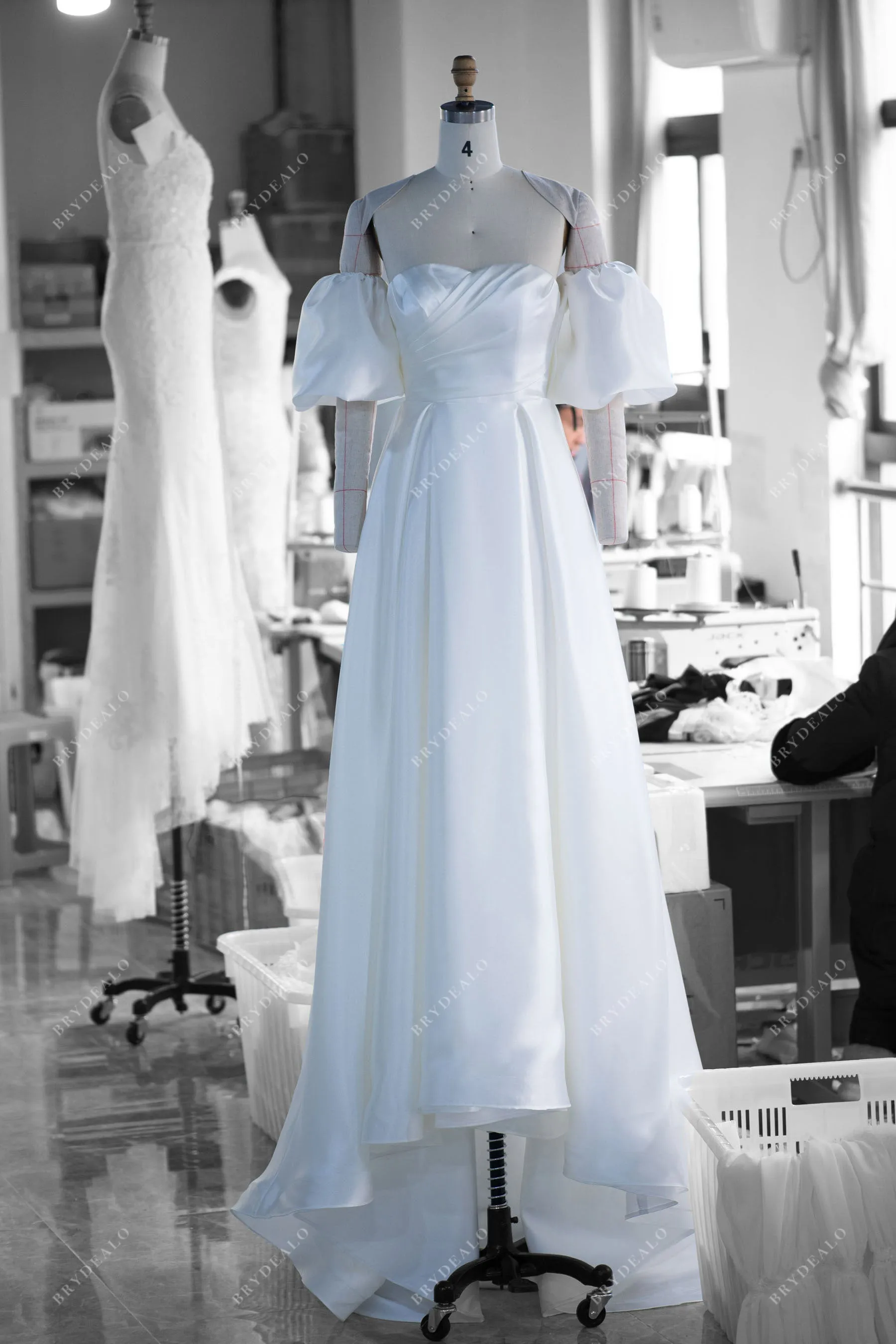 Designer Organza Off-shoulder A-line Bridal Dress