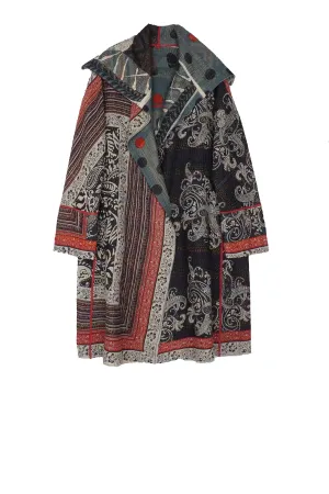 DOT & PAISLEY KANTHA A-LINE COAT - dp4309-nvy -