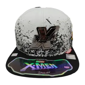 Kndit Caps Gorra Blanca Manchas Negras Placa Plateada Logo X-Men