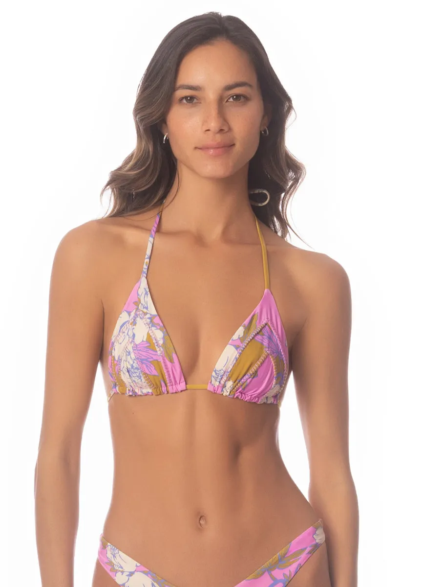 Maaji Pink Fiore Alana Sliding Triangle Bikini Top