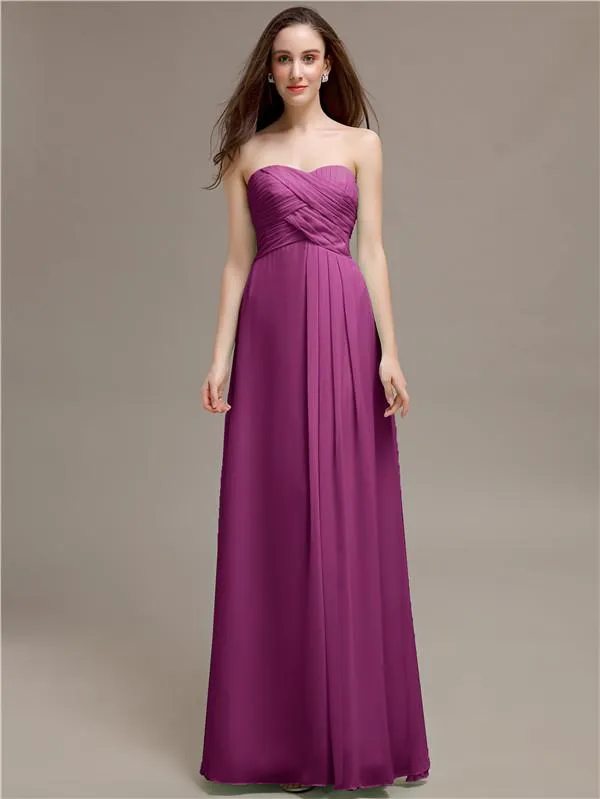 Simple Sweetheart Sleeveless A-line Floor-Length Bridesmaid Dresses