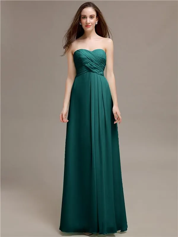 Simple Sweetheart Sleeveless A-line Floor-Length Bridesmaid Dresses