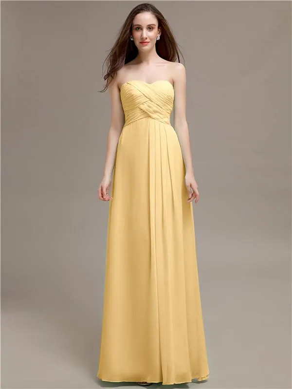 Simple Sweetheart Sleeveless A-line Floor-Length Bridesmaid Dresses