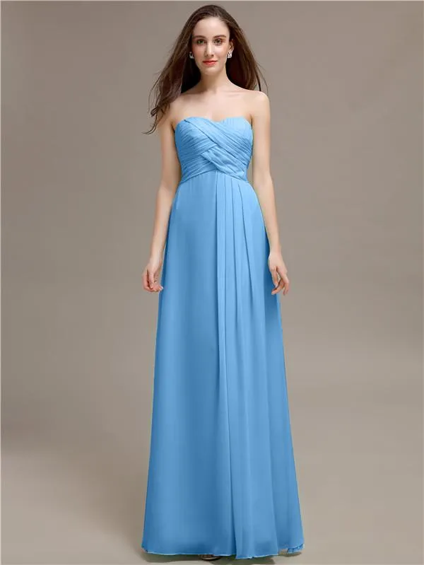 Simple Sweetheart Sleeveless A-line Floor-Length Bridesmaid Dresses