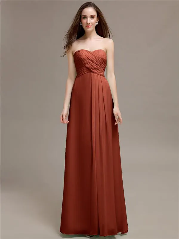 Simple Sweetheart Sleeveless A-line Floor-Length Bridesmaid Dresses