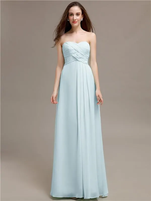 Simple Sweetheart Sleeveless A-line Floor-Length Bridesmaid Dresses