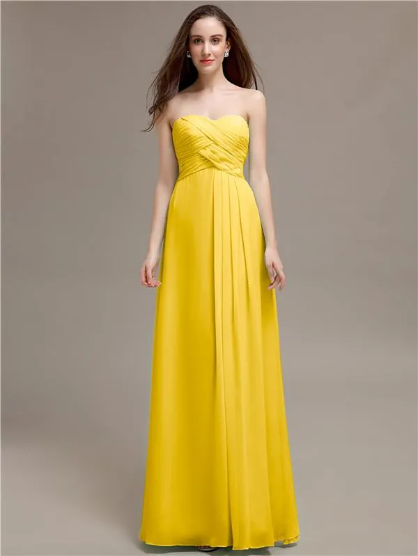 Simple Sweetheart Sleeveless A-line Floor-Length Bridesmaid Dresses