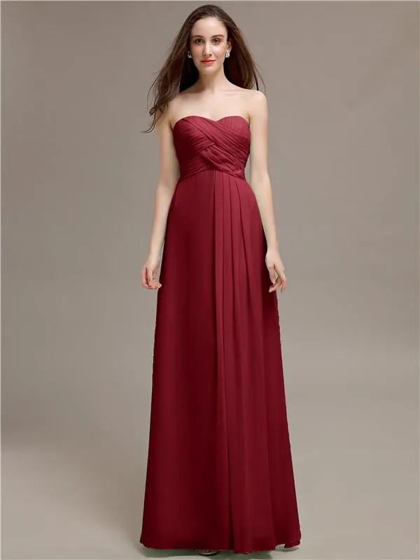 Simple Sweetheart Sleeveless A-line Floor-Length Bridesmaid Dresses