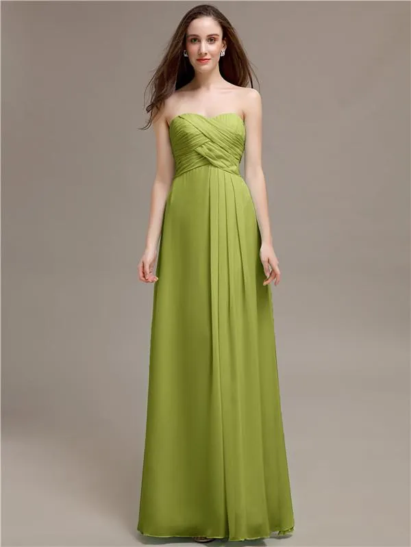 Simple Sweetheart Sleeveless A-line Floor-Length Bridesmaid Dresses