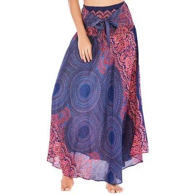 Summer Bohemian Long Skirts Women Saia Casual Print Fashion Loose Maxi Skirt Woman Clothing Harajuku Jupe Femme Faldas Bottom