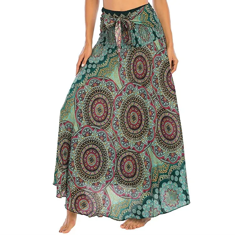 Summer Bohemian Long Skirts Women Saia Casual Print Fashion Loose Maxi Skirt Woman Clothing Harajuku Jupe Femme Faldas Bottom