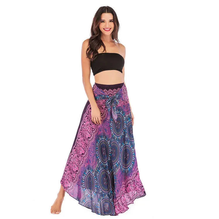 Summer Bohemian Long Skirts Women Saia Casual Print Fashion Loose Maxi Skirt Woman Clothing Harajuku Jupe Femme Faldas Bottom