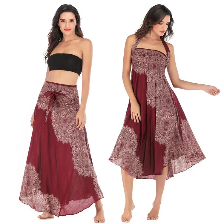 Summer Bohemian Long Skirts Women Saia Casual Print Fashion Loose Maxi Skirt Woman Clothing Harajuku Jupe Femme Faldas Bottom