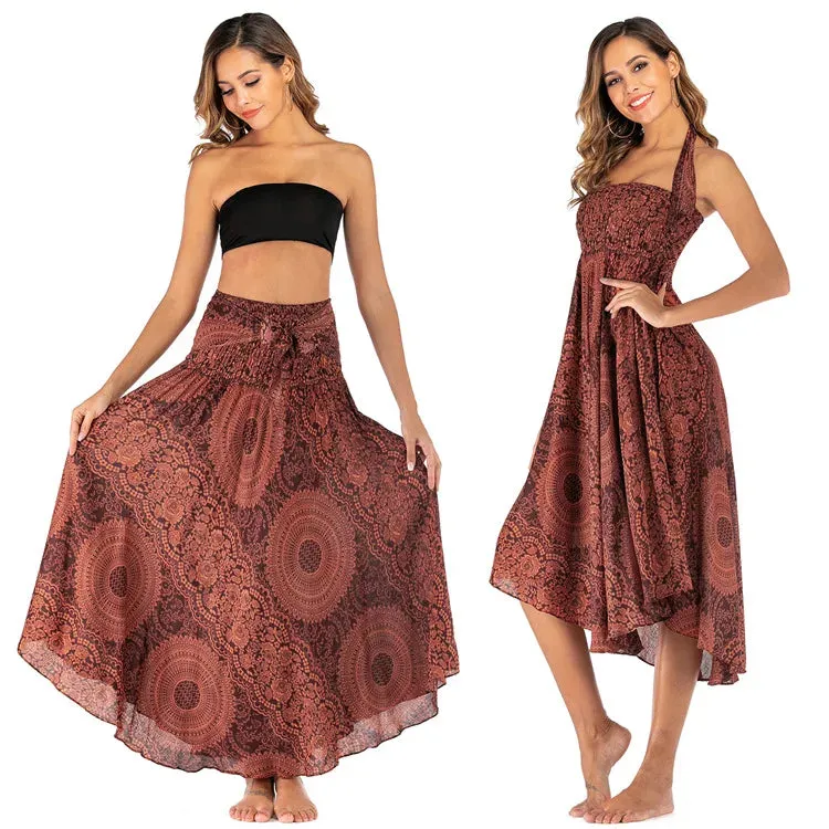 Summer Bohemian Long Skirts Women Saia Casual Print Fashion Loose Maxi Skirt Woman Clothing Harajuku Jupe Femme Faldas Bottom