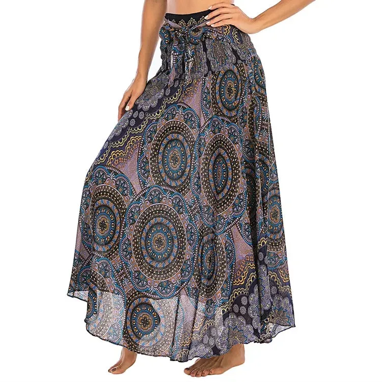 Summer Bohemian Long Skirts Women Saia Casual Print Fashion Loose Maxi Skirt Woman Clothing Harajuku Jupe Femme Faldas Bottom