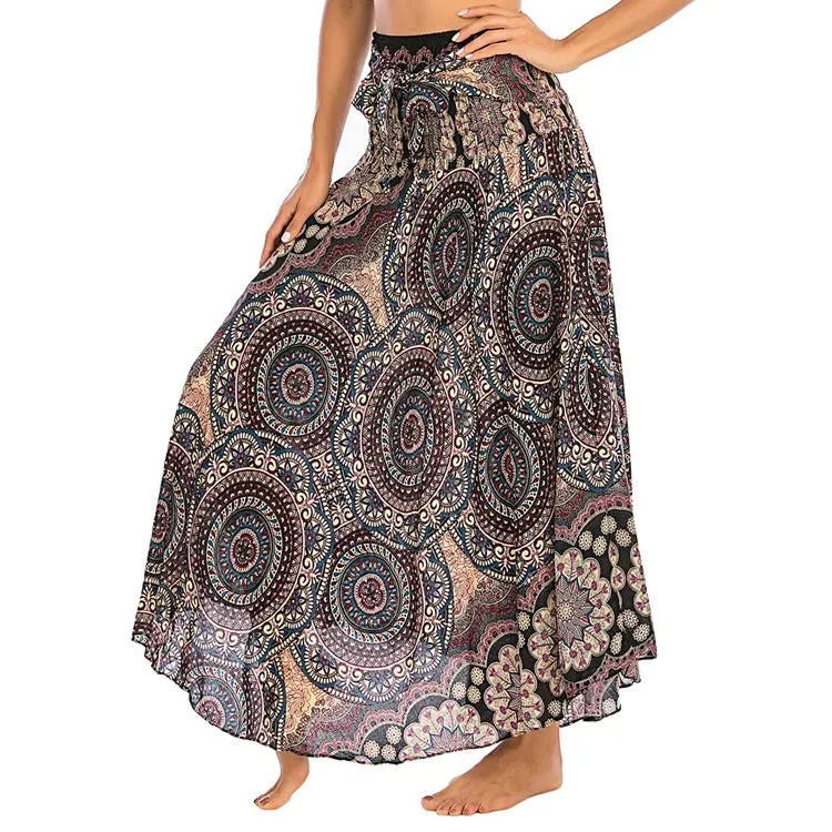 Summer Bohemian Long Skirts Women Saia Casual Print Fashion Loose Maxi Skirt Woman Clothing Harajuku Jupe Femme Faldas Bottom