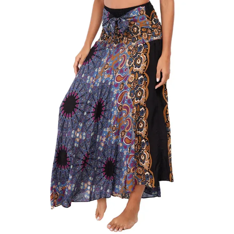 Summer Bohemian Long Skirts Women Saia Casual Print Fashion Loose Maxi Skirt Woman Clothing Harajuku Jupe Femme Faldas Bottom