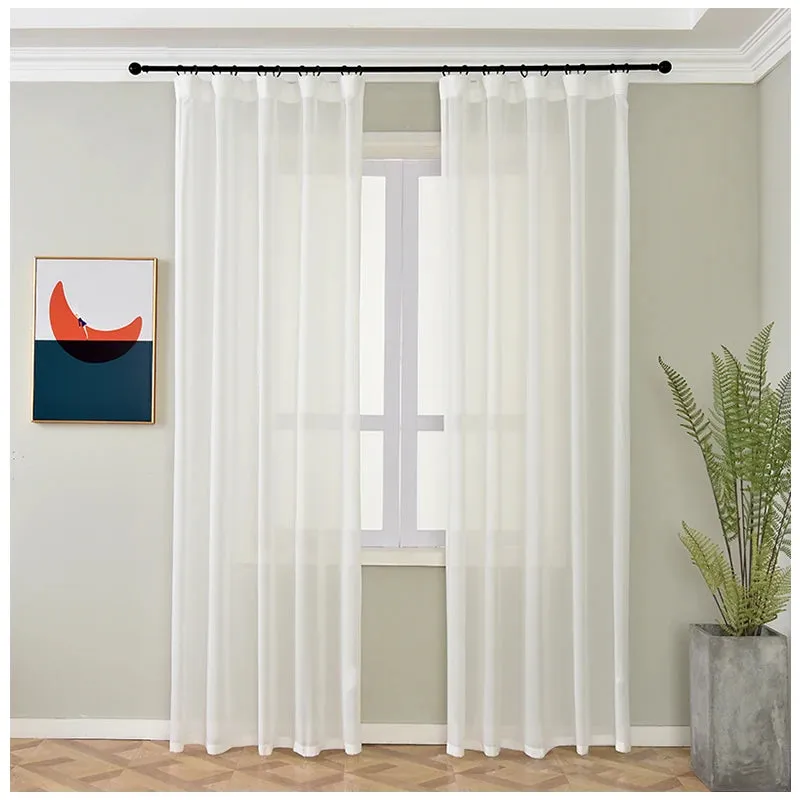 White Solid Chiffon Sheer Curtains for Living Room Modern Window Short Tulle Curtains for Bedroom Organza Decoration Shade Cover