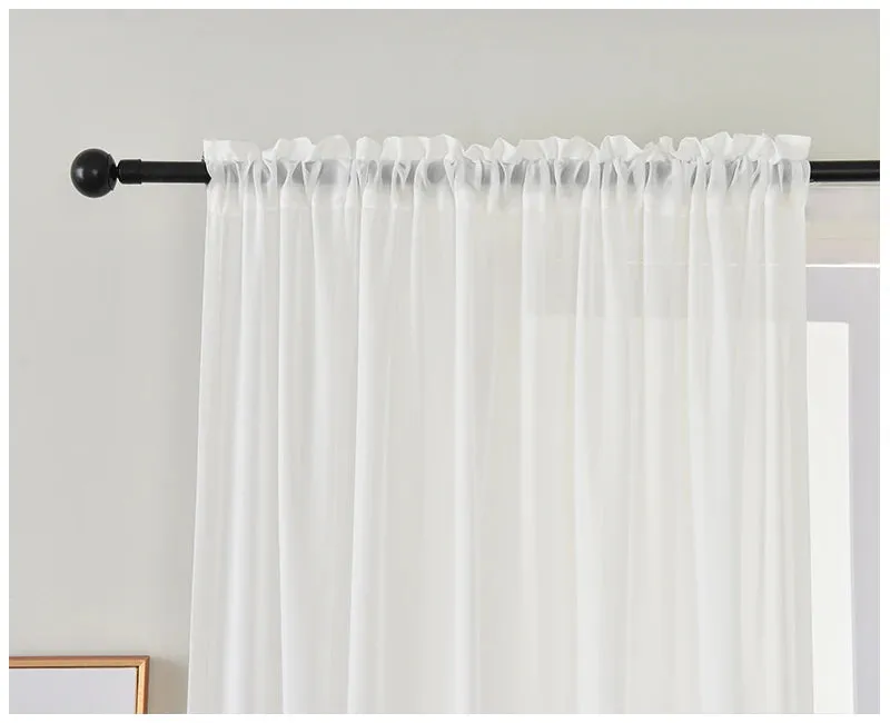 White Solid Chiffon Sheer Curtains for Living Room Modern Window Short Tulle Curtains for Bedroom Organza Decoration Shade Cover